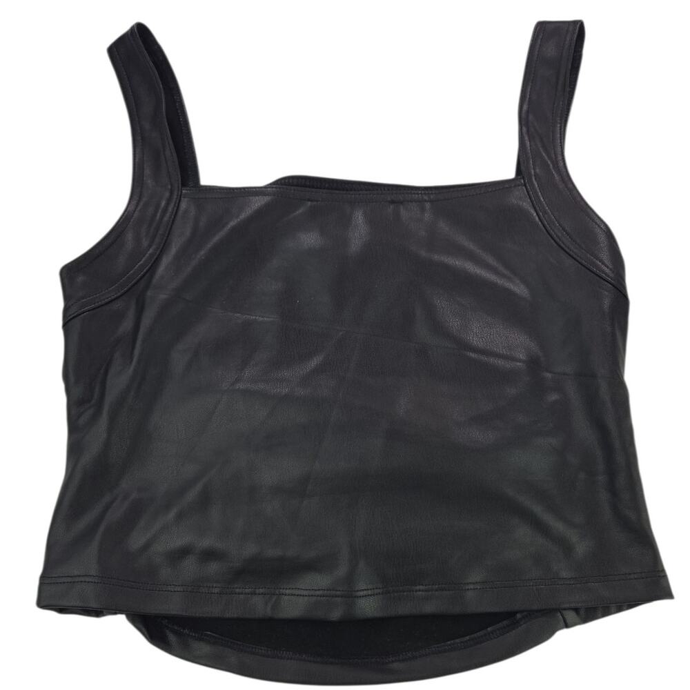 Elodie | Faux Leather Cropped Tank Top | Size Medium - Picture 3 of 3
